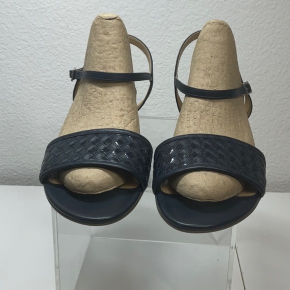 Talbots Capri Woven Leather Wedge Sandals Navy 9.5 - Picture 4 of 8